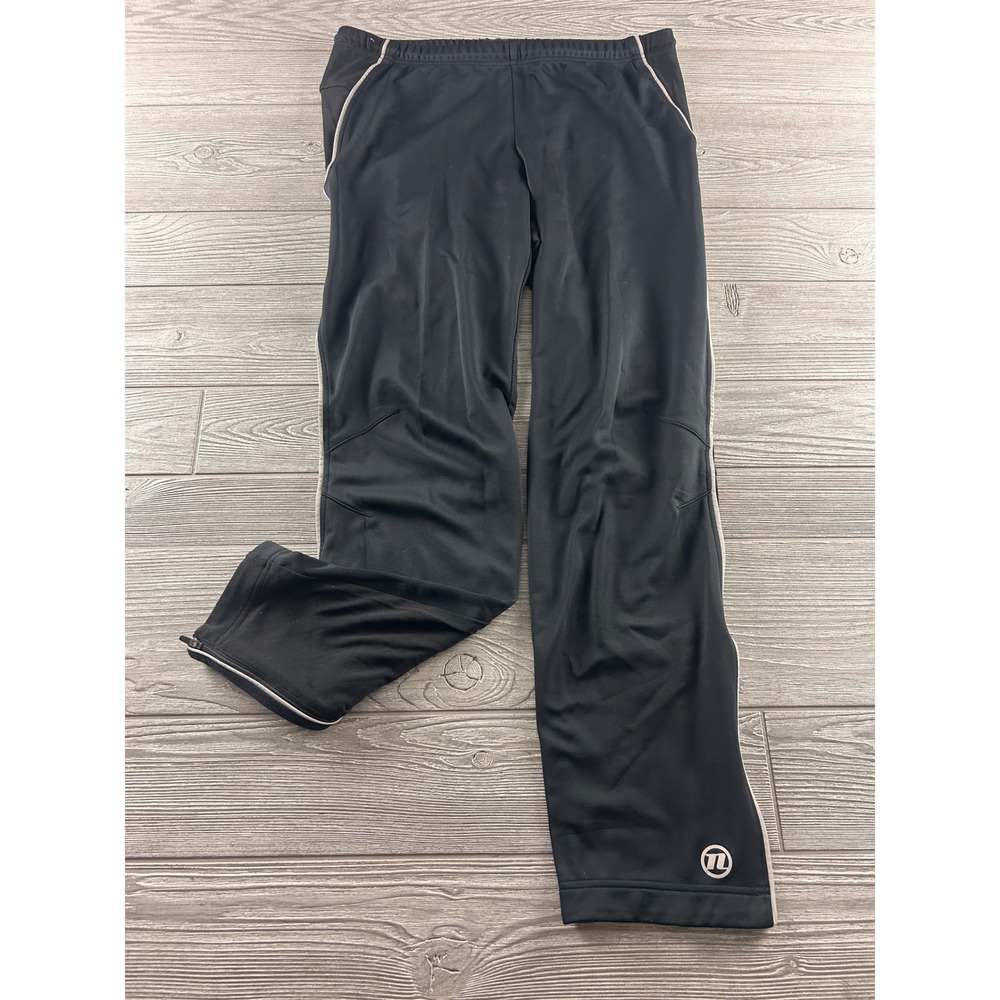 Novara Mens Black Cycling Pants Large Reflective Ankle Zip Cordura Lycra Spandex